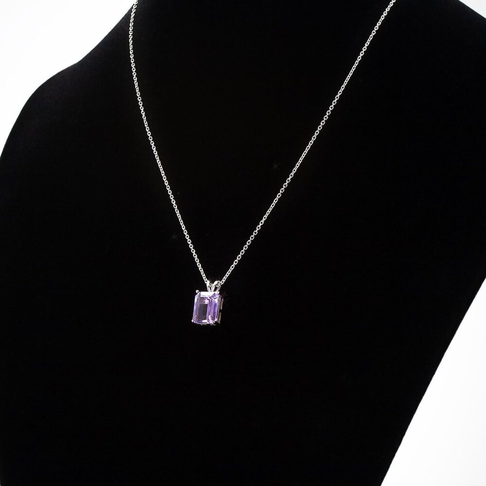 Natural 3cts Amethyst Silver Pendant Necklace, Stamped 925, February Birthstone
